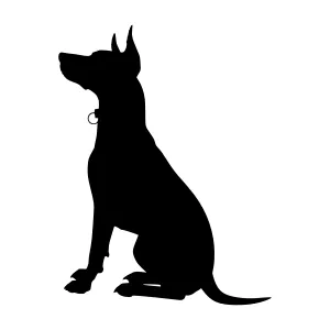 Dog Silhouette Sitting - Black on White