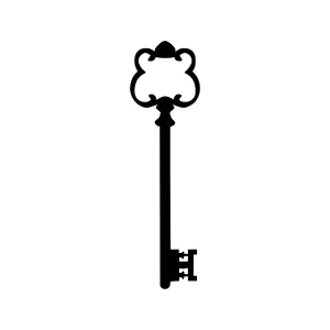 Black Key Silhouette on White Background