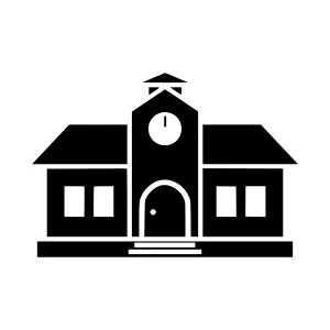 School Building Icon - Black Silhouette
