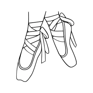 Black & White Ballet Slippers Outline