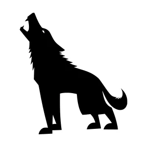 Silhouette Wolf Howling - Vector Graphic