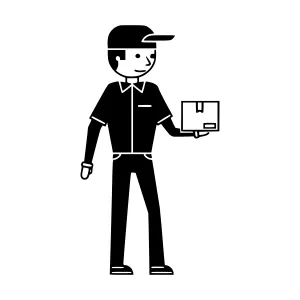Delivery Courier Illustration - Black & White