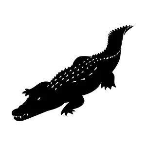 Black Crocodile Silhouette Vector Illustration