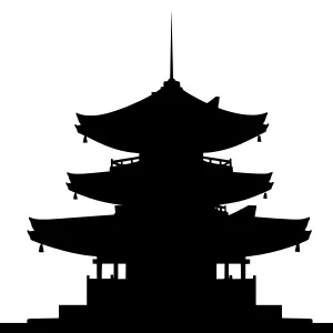 Japanese Pagoda Silhouette - Minimalist Vector