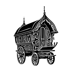 Vintage Caravan Illustration - Black & White Vector