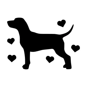 Silhouette Dog with Hearts - Vector Graphic