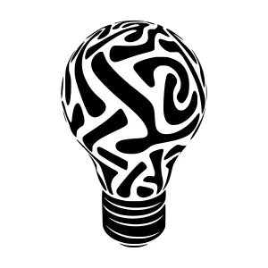 Abstract Lightbulb Icon - Black & White Vector