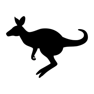 Silhouette Kangaroo Jumping - Black Vector Icon