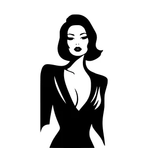 Elegant Black Silhouette Woman Portrait