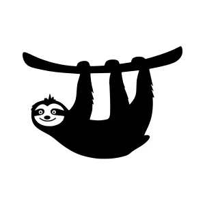 Cute Black Silhouette Sloth Hanging