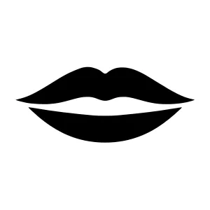 Black Lips Outline Icon - Minimalist Vector Graphic