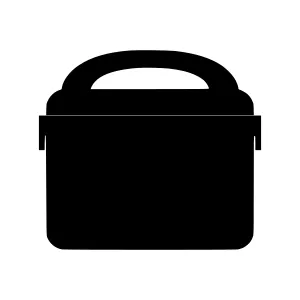 Black Lunch Box Icon - Vector Illustration