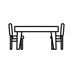 Simple Table and Chair Line Icon