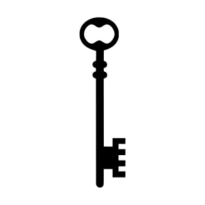 Vintage Key Icon - Black Silhouette