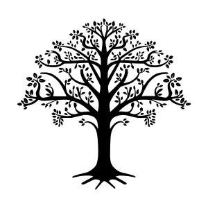 Black Tree Silhouette on White Background