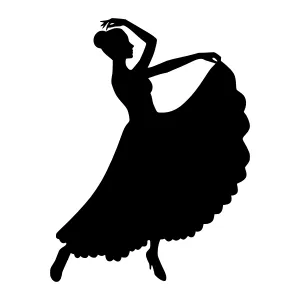 Flamenco Dancer Silhouette - Black Outline