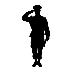Silhouette Soldier Saluting - Vector Illustration