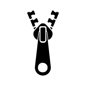 Black Zipper Icon - Open Zipper Vector