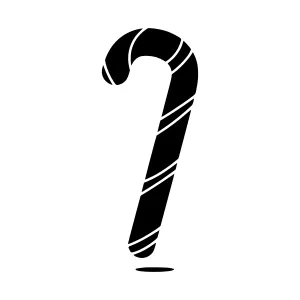 Black Candy Cane Silhouette Vector
