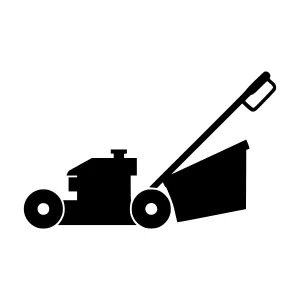 Silhouette Lawn Mower Icon - Black Outline