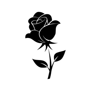 Black Rose Silhouette Vector Illustration