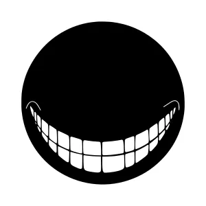 Evil Grin Circle - Minimalist Black & White Graphic