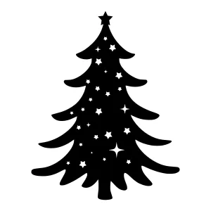 Black Christmas Tree Silhouette with Stars