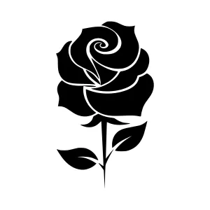 Black Rose Silhouette Vector Illustration