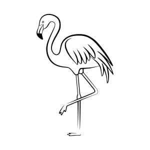 Elegant Black Line Flamingo Illustration