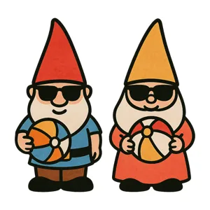 Retro Gnomes Beach Vacation Illustration