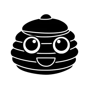 Cute Cartoon Muffin Icon - Black & White Vector