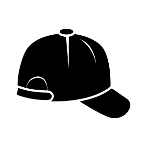 Black Baseball Cap Icon - Vector Illustration