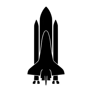 Space Shuttle Icon - Black Silhouette Vector