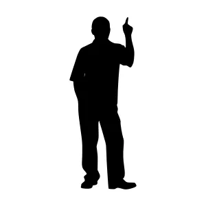 Silhouette Man Pointing Up - Vector Illustration