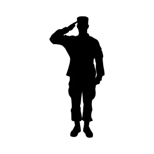 Silhouette Soldier Saluting - Vector Illustration
