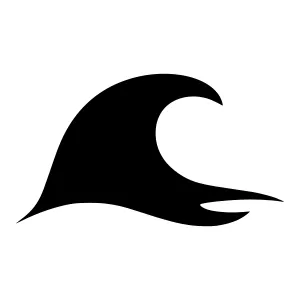 Wave Silhouette Icon - Black on White