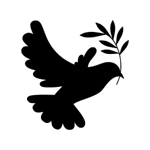 Silhouette Dove with Olive Branch - Peace Symbol