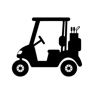 Black Golf Cart Icon - Vector Illustration
