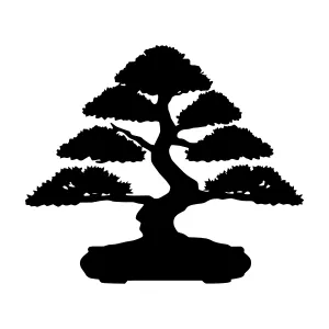Black Silhouette Bonsai Tree