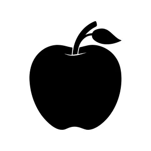 Black Apple Icon - Simple Fruit Vector