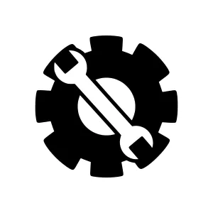 Gear and Wrench Icon - Vector Illustration