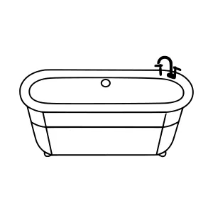 Vintage Clawfoot Bathtub Line Art Illustration