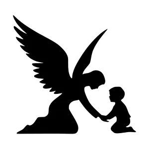 Angel Kneeling with Child Silhouette