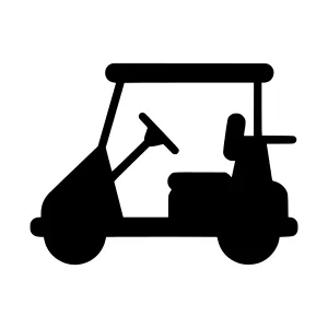 Black Golf Cart Icon - Vector Illustration