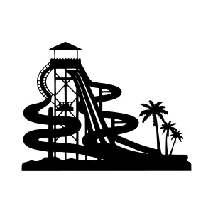 Silhouette Water Slide Tropical Palm Tree