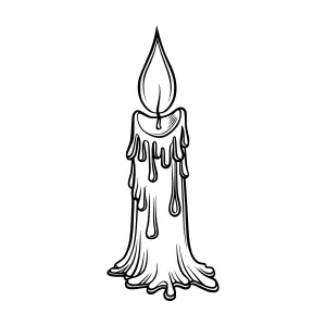 Line Art Candle Flame - Elegant Outline