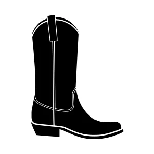 Black Cowboy Boot Silhouette Vector Icon