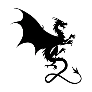 Black Silhouette Dragon Flying