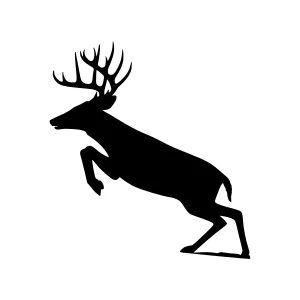 Silhouette Deer Jumping - Black on White