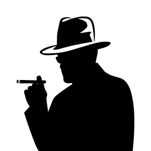 Silhouette Detective - Vintage Hat & Cigar